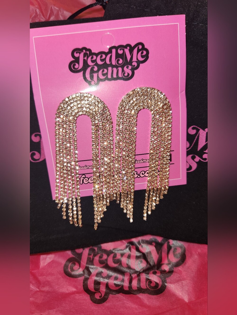 Authentic Feed Me Gems Champagne Rainbows Earrings - Picture 2 of 5